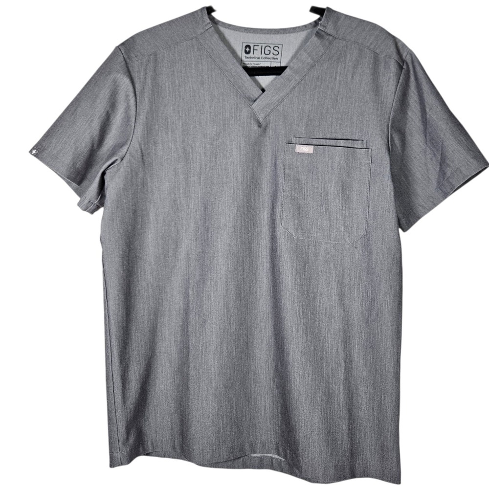 Figs Leon Three-Pocket Scrub Top Mens Small S Graphite Gray Medical Field Office